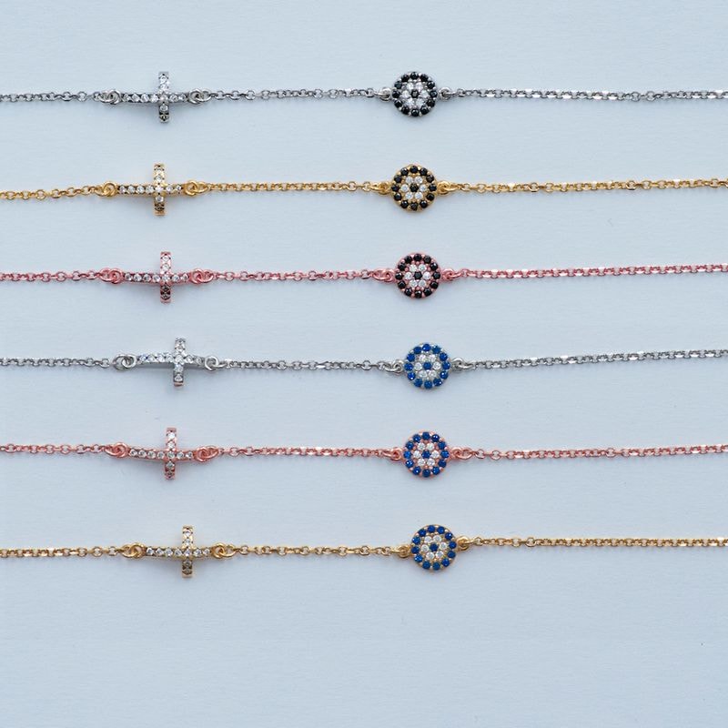 B036 Evil Eye Bracelet With Cross