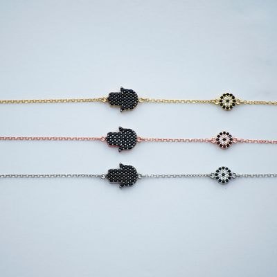 B078 Double Faced Hand Of Fatima Bracelet With Evil Eye