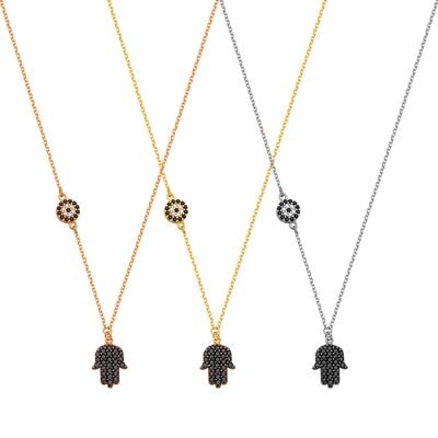 N052 Hand Of Fatima Necklace With Evil Eye
