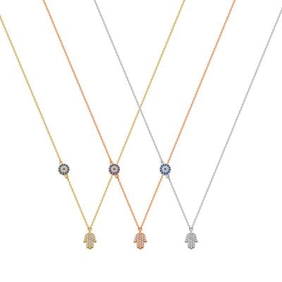 N054 Double Faced Hand Of Fatima Necklace