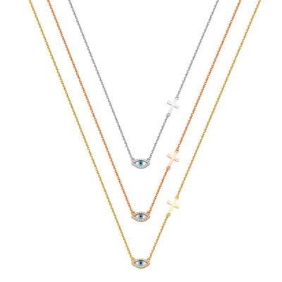 N076 Double Faced Evil Eye Necklace With Mother Of Pearl