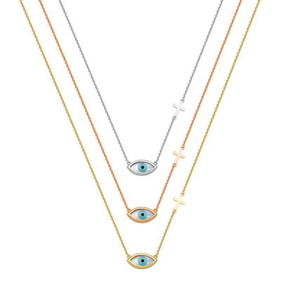 N083 Double Faced Evil Eye Necklace Big Size