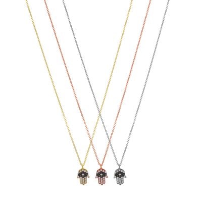 N137 Hand Of Fatima Necklace With Stones