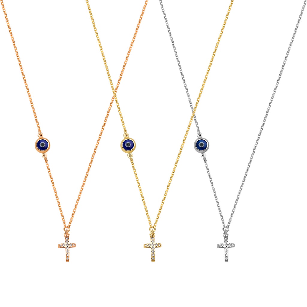 N040 Evil Eye Necklace With Cross