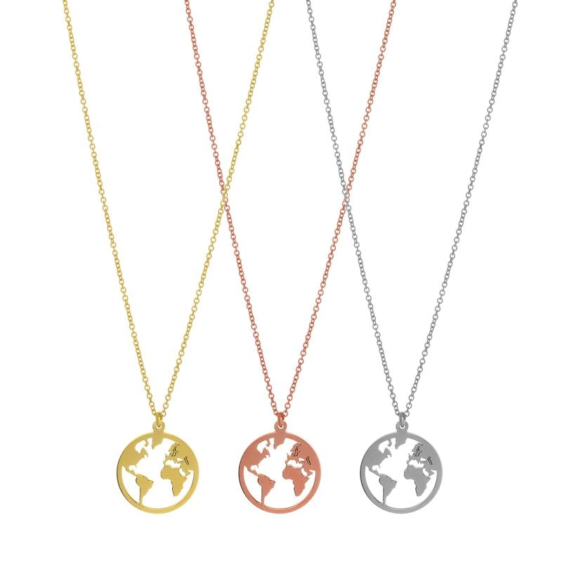 N183 Globe Necklace (Map Of The World)