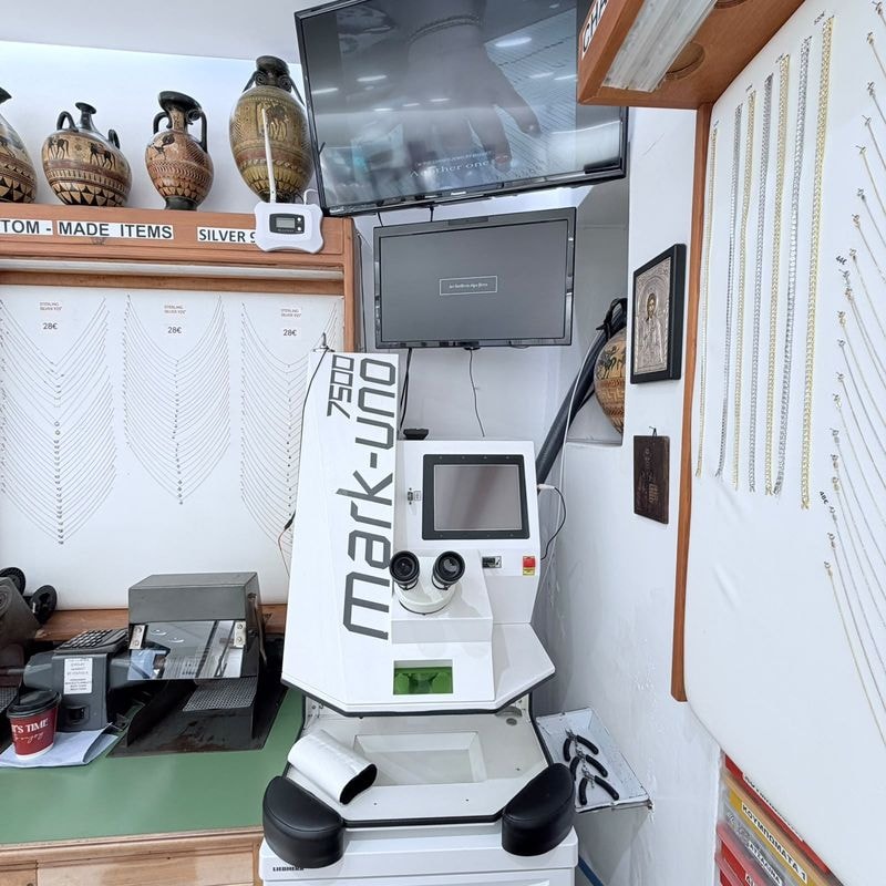 The laser welder in the workshop corner of the shop